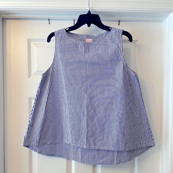 Ann Mashburn Tops - Ann Mashburn LARGE blue&white striped tent blouse